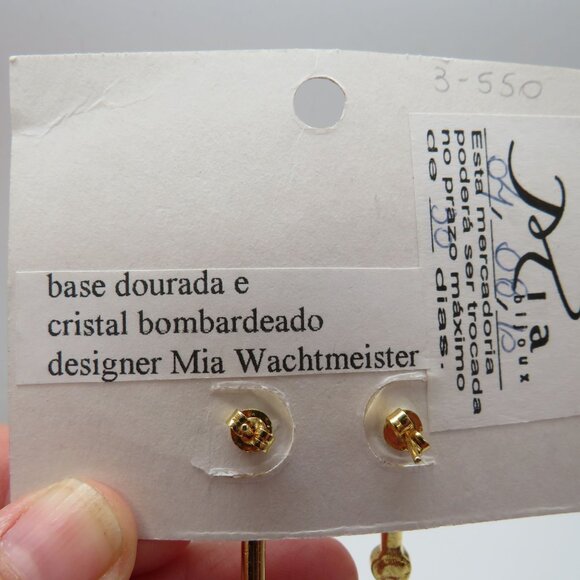 Mia Bijoux Earring Citrine Stone Amber Crystals Gold Tone Dangle Earrings New - Picture 8 of 10